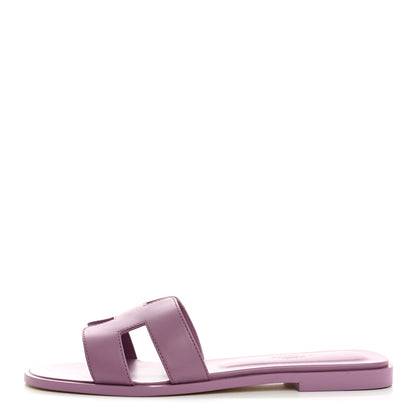 Hermes Calfskin Oran Sandals 38.5 Bruyère 1 of 9