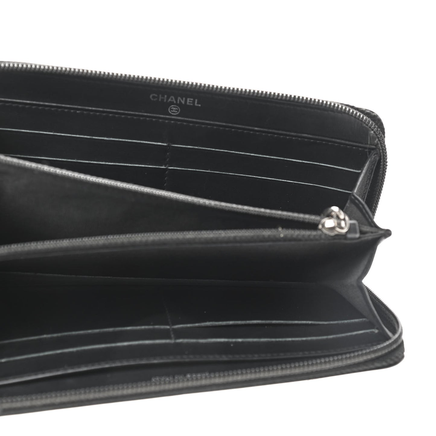 Caviar Large Timeless CC Zip Around Wallet Black