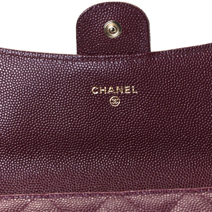 Chanel Caviar Quilted Large Gusset Flap Wallet Burgundy 7 of 9