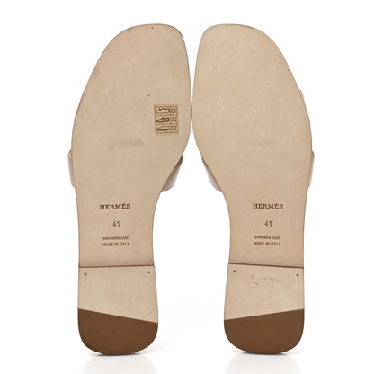 Hermes Box Calfskin Oran Sandals 41 Beige Nude 5 of 9