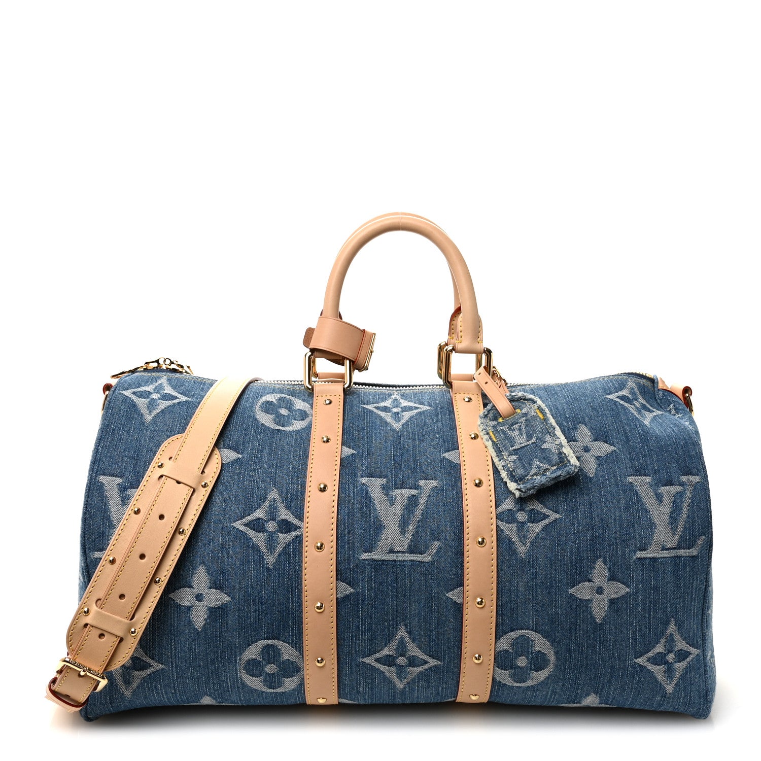 Louis Vuitton Denim Monogram New LV Remix Keepall Bandouliere 45 Blue 1 of 8