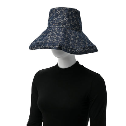 Gucci Eco Washed Denim GG Monogram Brim Hat M Blue 2 of 9
