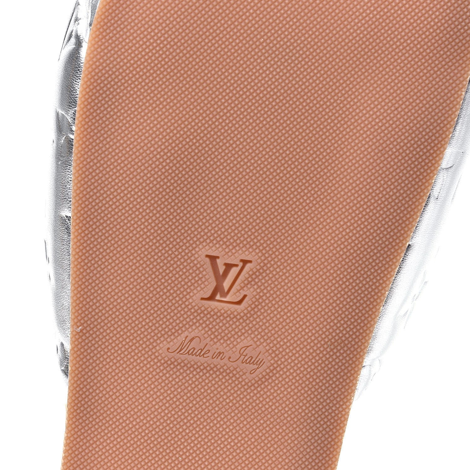 Louis Vuitton Metallic Lambskin Embossed Monogram Jumbo Flatform Mule Sandals 37 Silver 8 of 11
