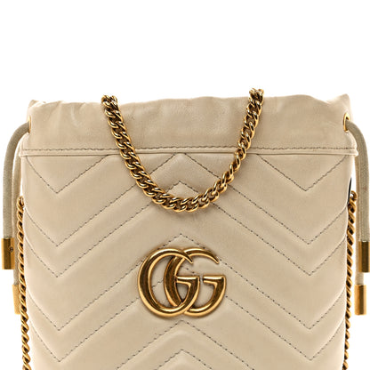 Gucci Calfskin Matelasse Mini GG Marmont 2.0 Bucket Bag White 5 of 12