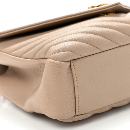 Saint Laurent Sheepskin Matelasse Chevron Monogram Medium College Bag Dark Beige 9 of 10