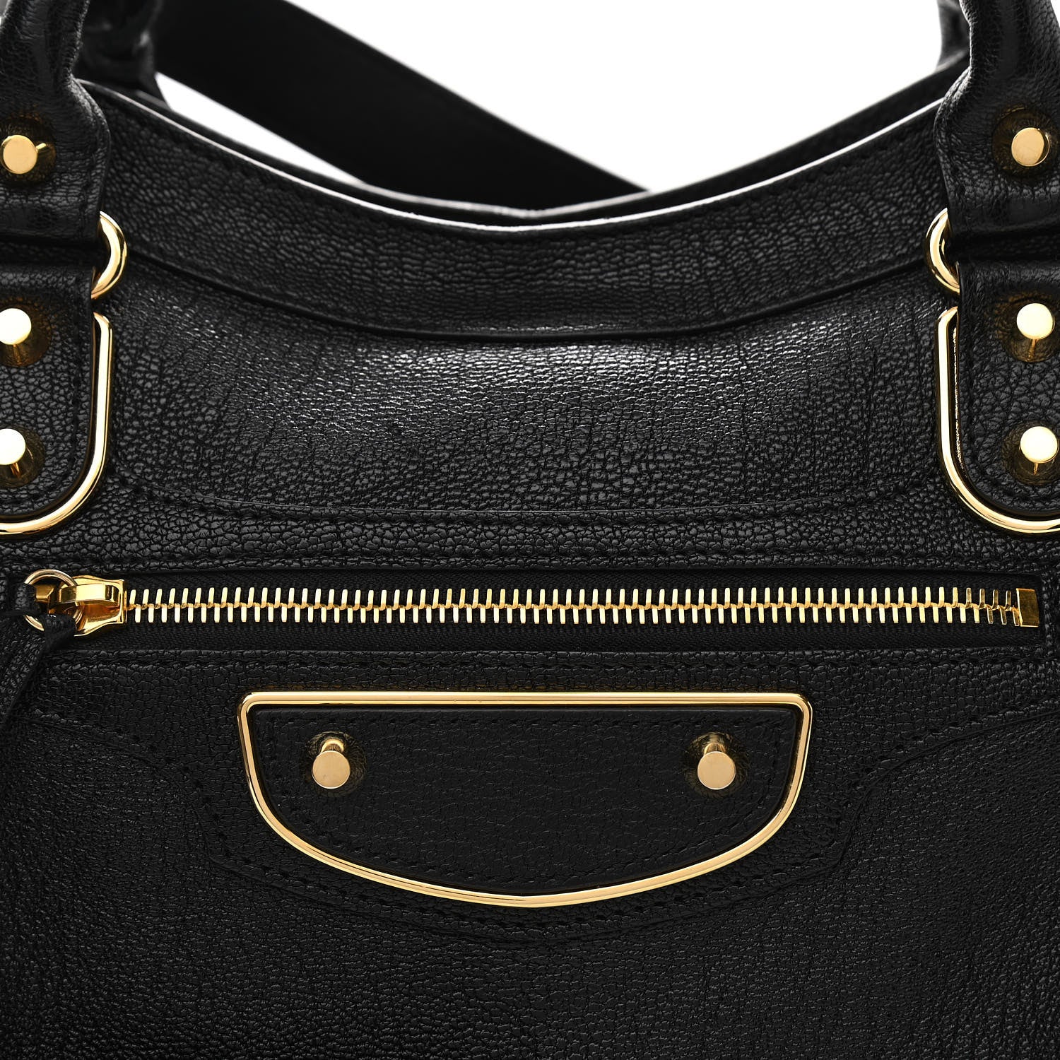 Balenciaga Chevre Gold Metallic Edge Hardware City Black 8 of 12