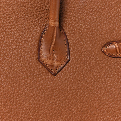 Hermes Togo Matte Alligator Birkin Touch 25 Gold 10 of 35