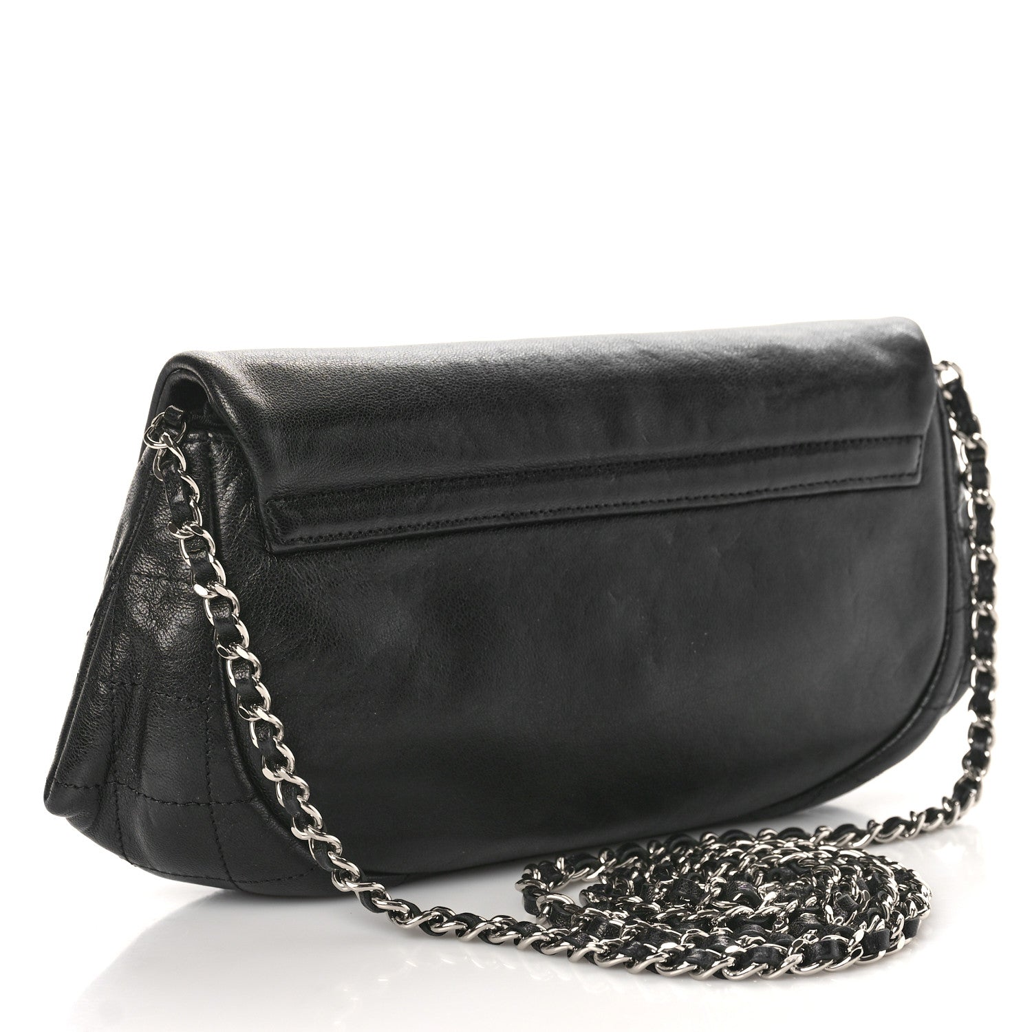 Chanel Lambskin Half Moon Wallet On Chain WOC Black 3 of 9