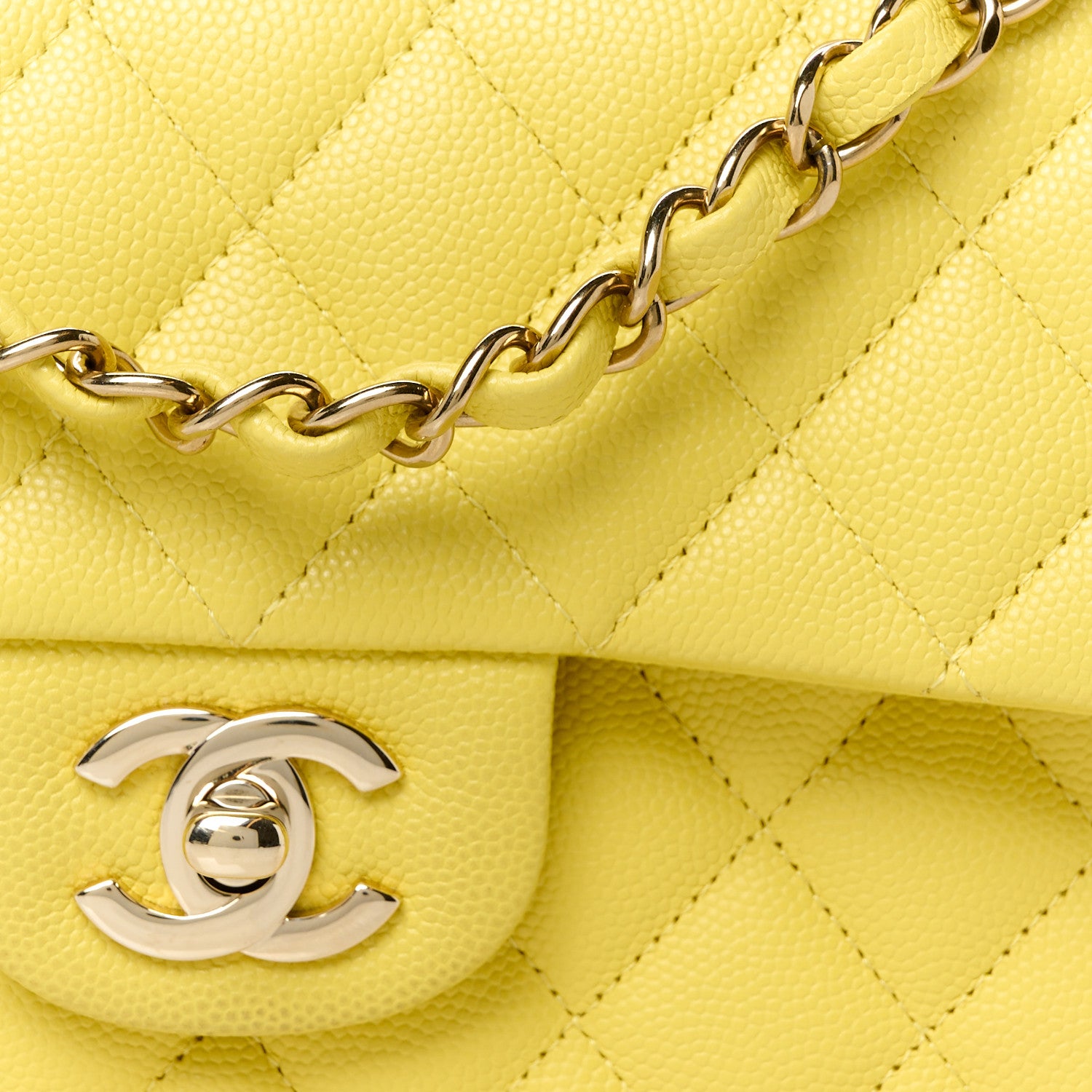 Chanel Caviar Quilted Small Double Flap Light Yellow 9 of 11