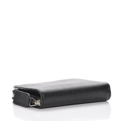 Saint Laurent Grained Calfskin Rive Gauche Compact Zip Around Wallet Black 4 of 7