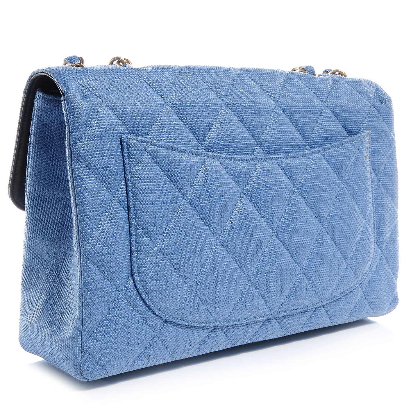 Quilted Coated Canvas Jumbo Single Flap Blue