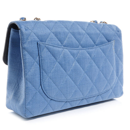 Chanel Quilted Coated Canvas Jumbo Single Flap Blue 3 of 8
