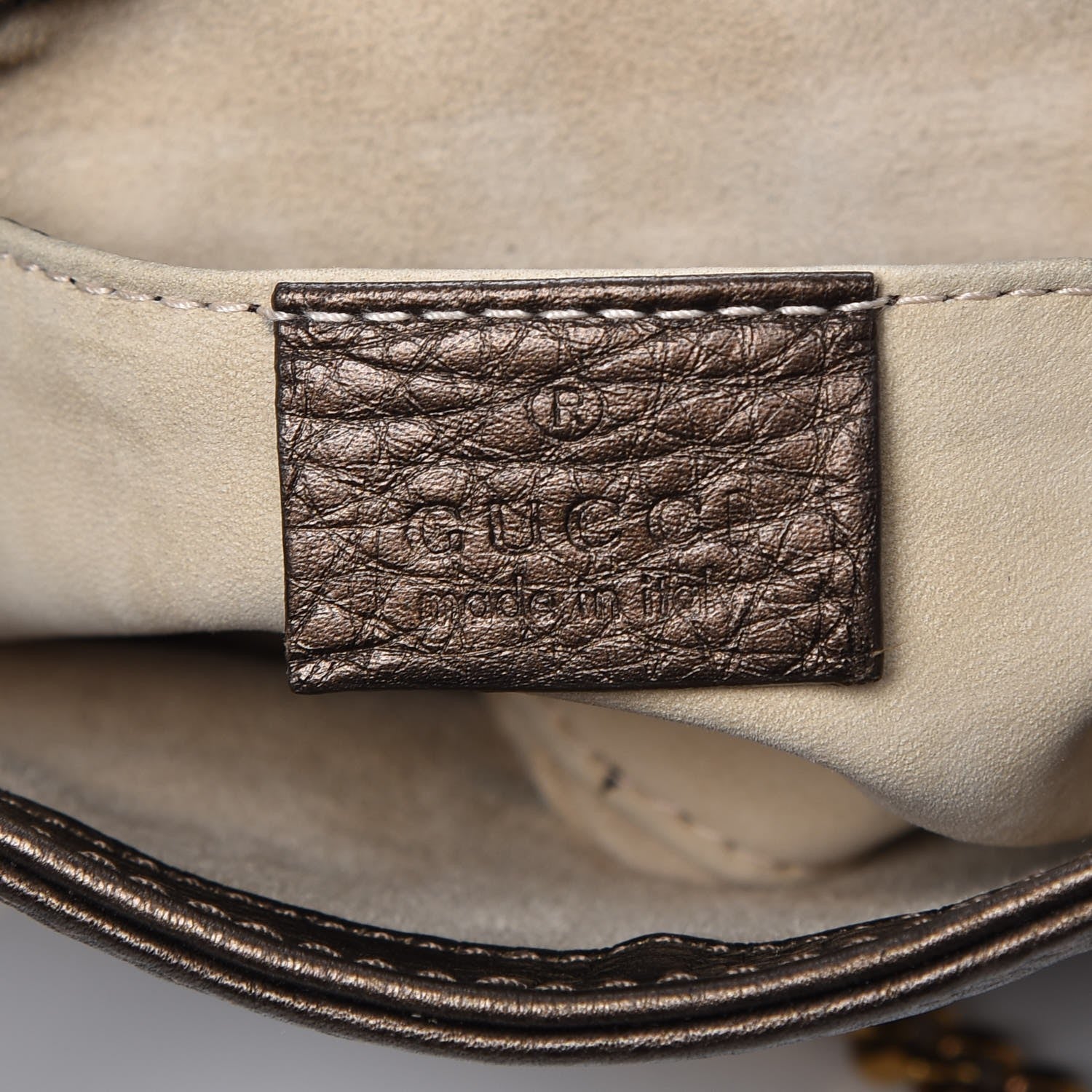 Gucci Metallic Pebbled Calfskin Small 1973 Chain Shoulder Bag Winter Leaf 7 of 8