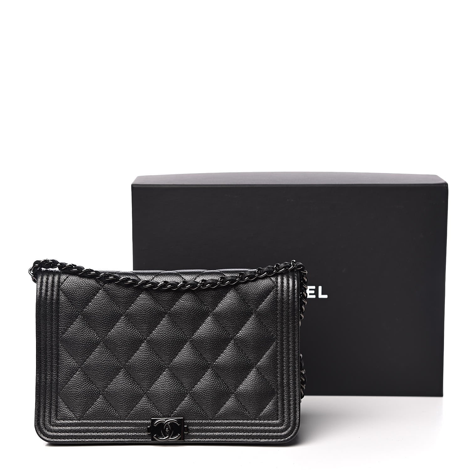 Chanel Caviar Quilted Boy Wallet On Chain WOC So Black 13 of 13