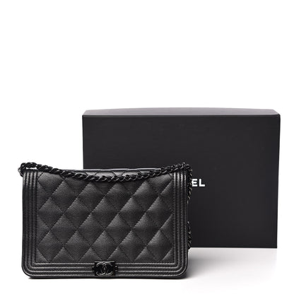 Chanel Caviar Quilted Boy Wallet On Chain WOC So Black 13 of 13