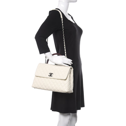 Chanel Caviar Lizard Quilted Medium Coco Handle Flap White 2 of 11