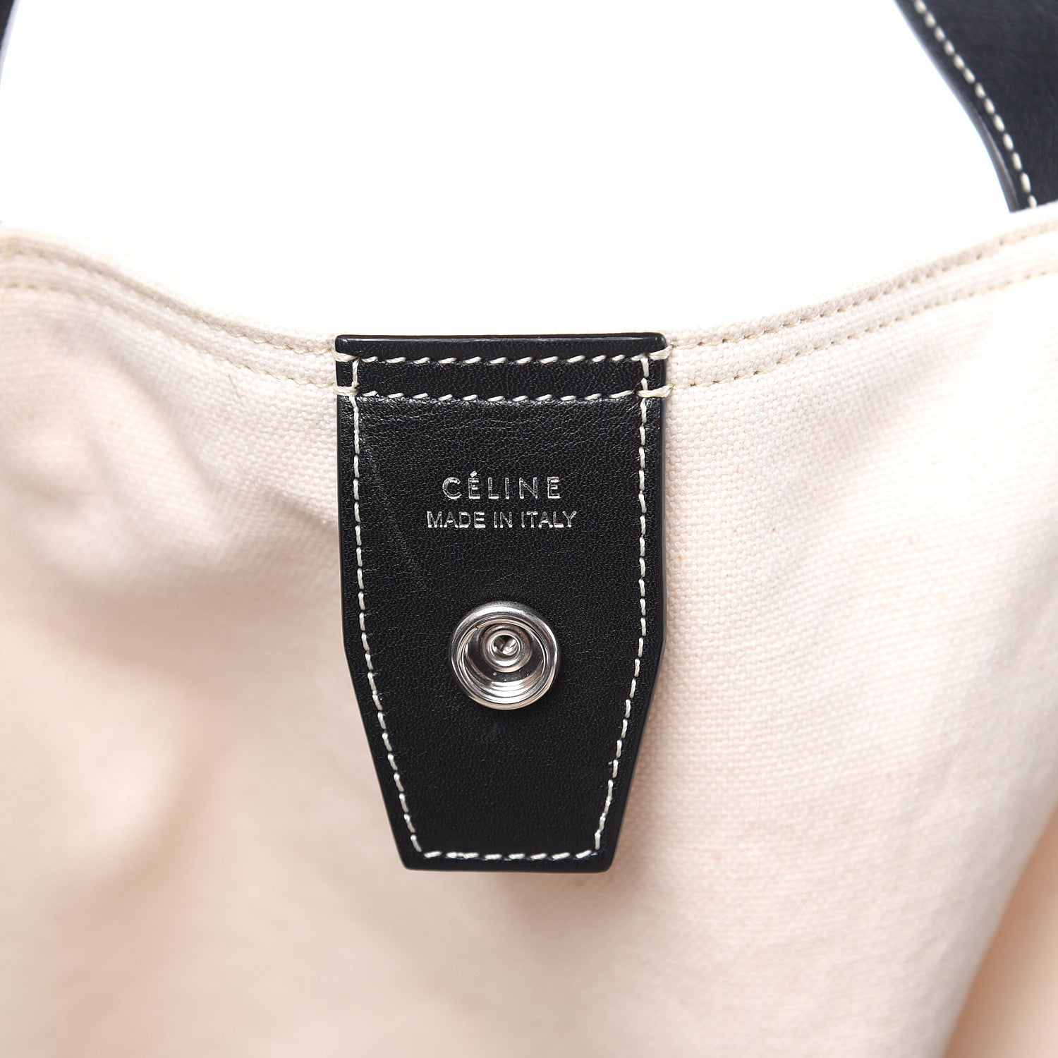 Celine Canvas Smooth Calfskin Frame Tote Black White 6 of 15