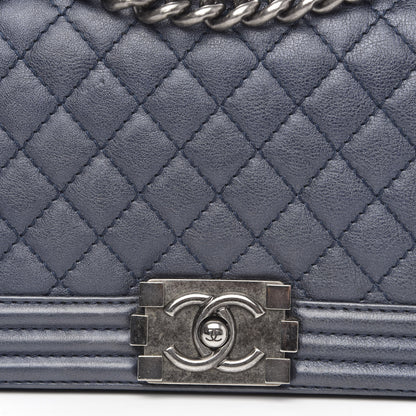 Chanel Calfskin Quilted Medium Boy Flap Dark Navy 14 of 14