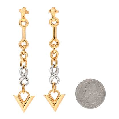 Louis Vuitton Essential V Dangle Earrings Gold Silver 2 of 4