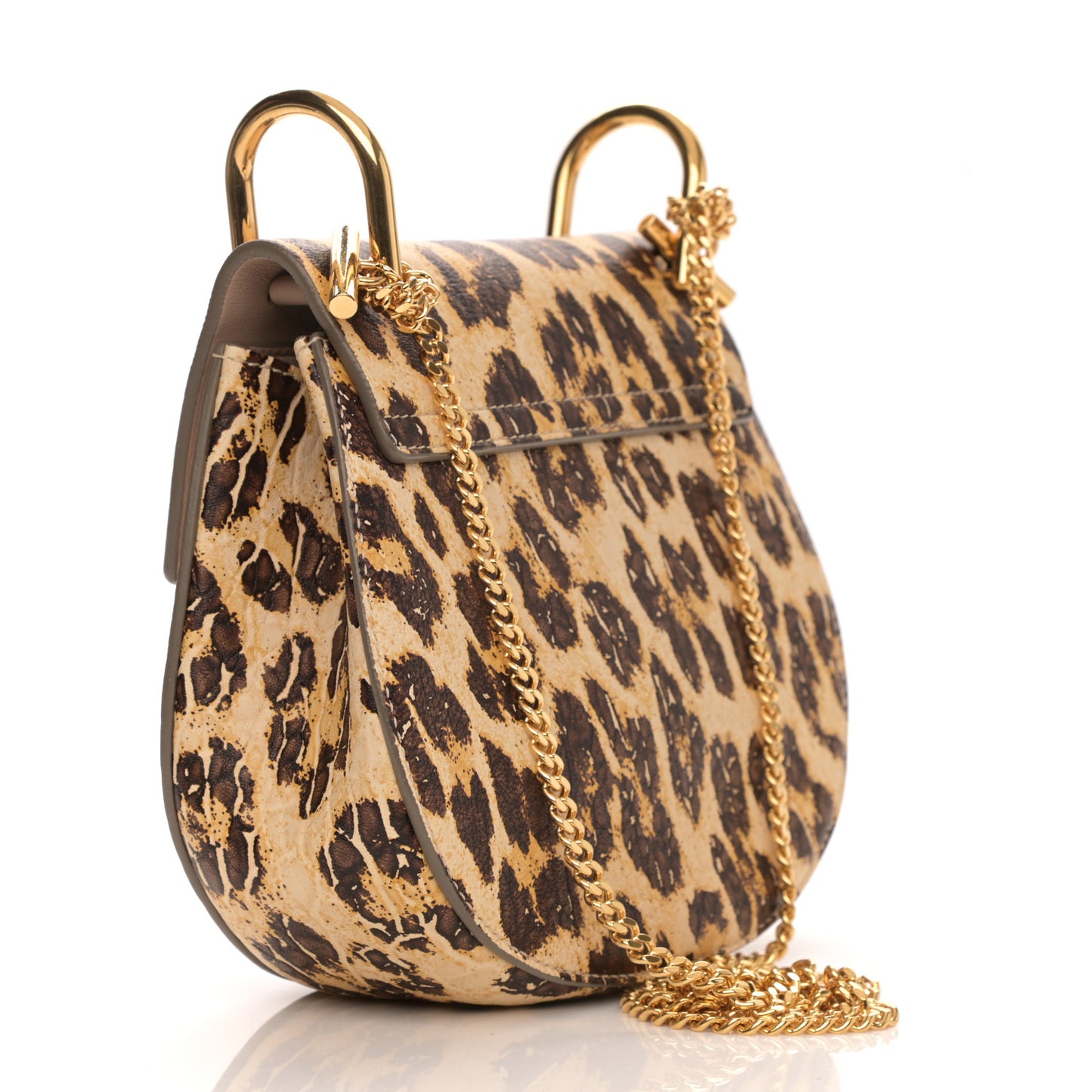 Calfskin Leopard Print Mini Drew Shoulder Bag