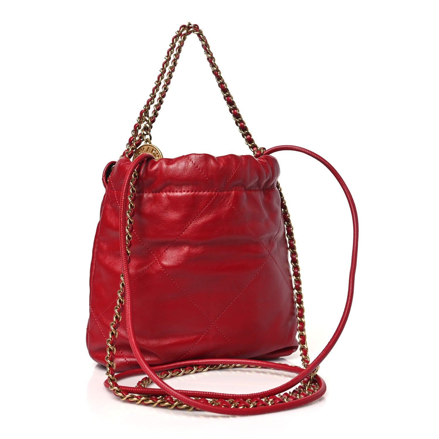 Chanel Shiny Calfskin Quilted Mini Chanel 22 Red 3 of 10