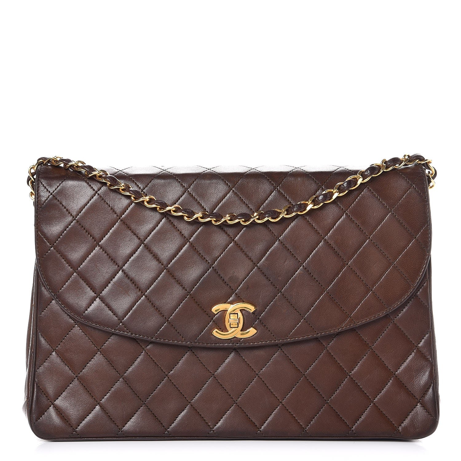Chanel Lambskin Quilted Jumbo Single Flap Brown 1 of 17