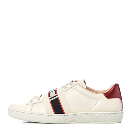 Gucci Calfskin Stripe Womens New Ace Sneakers 36.5 New Mystic White Ecru Red Flame 1 of 13