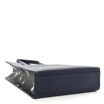 MCM Grained Calfskin Camouflage Small Aren Tote Navy 4 of 9