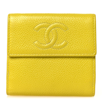 Chanel Caviar Timeless CC Compact French Wallet Yellow 1 of 9