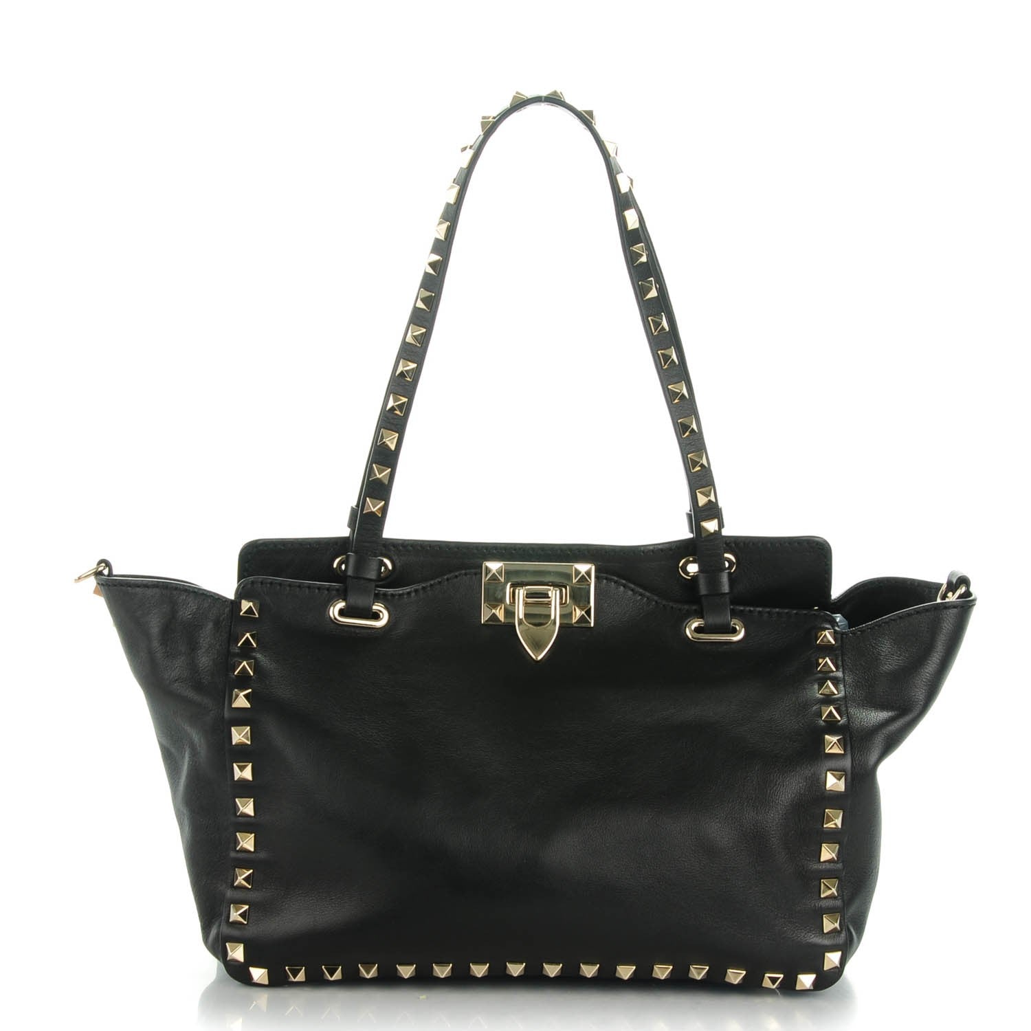 Valentino Garavani Vitello Small Rockstud Tote Black 1 of 8