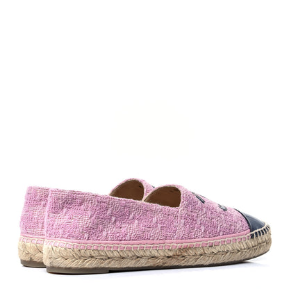 Chanel Tweed Patent CC Espadrilles 39 Pink Black 3 of 12