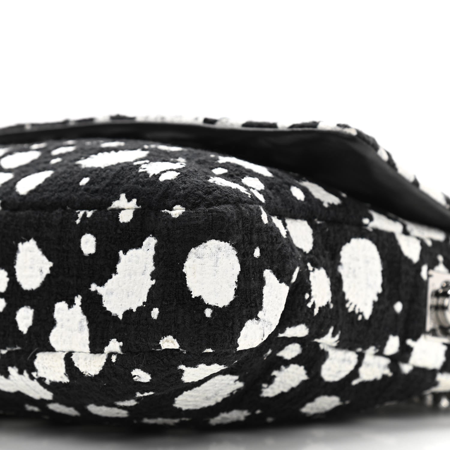 Chanel Tweed Paint Splatter Print Flap Black White 10 of 10