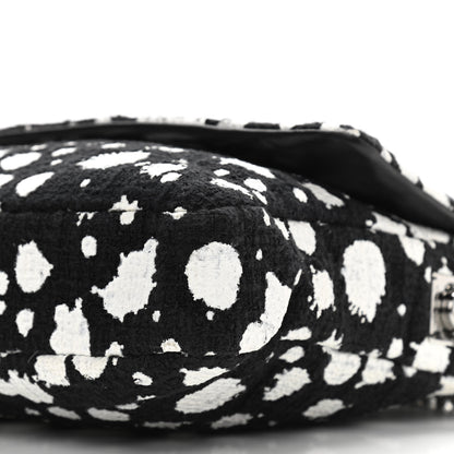 Chanel Tweed Paint Splatter Print Flap Black White 10 of 10