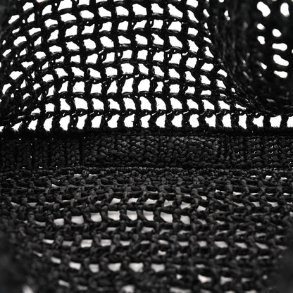 Prada Yarn Raffia Effect Crochet Logo Embroidered Tote Bag Black 5 of 9