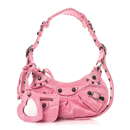Balenciaga Denim BB Monogram Le Cagole Shoulder Bag XS Pink 1 of 11