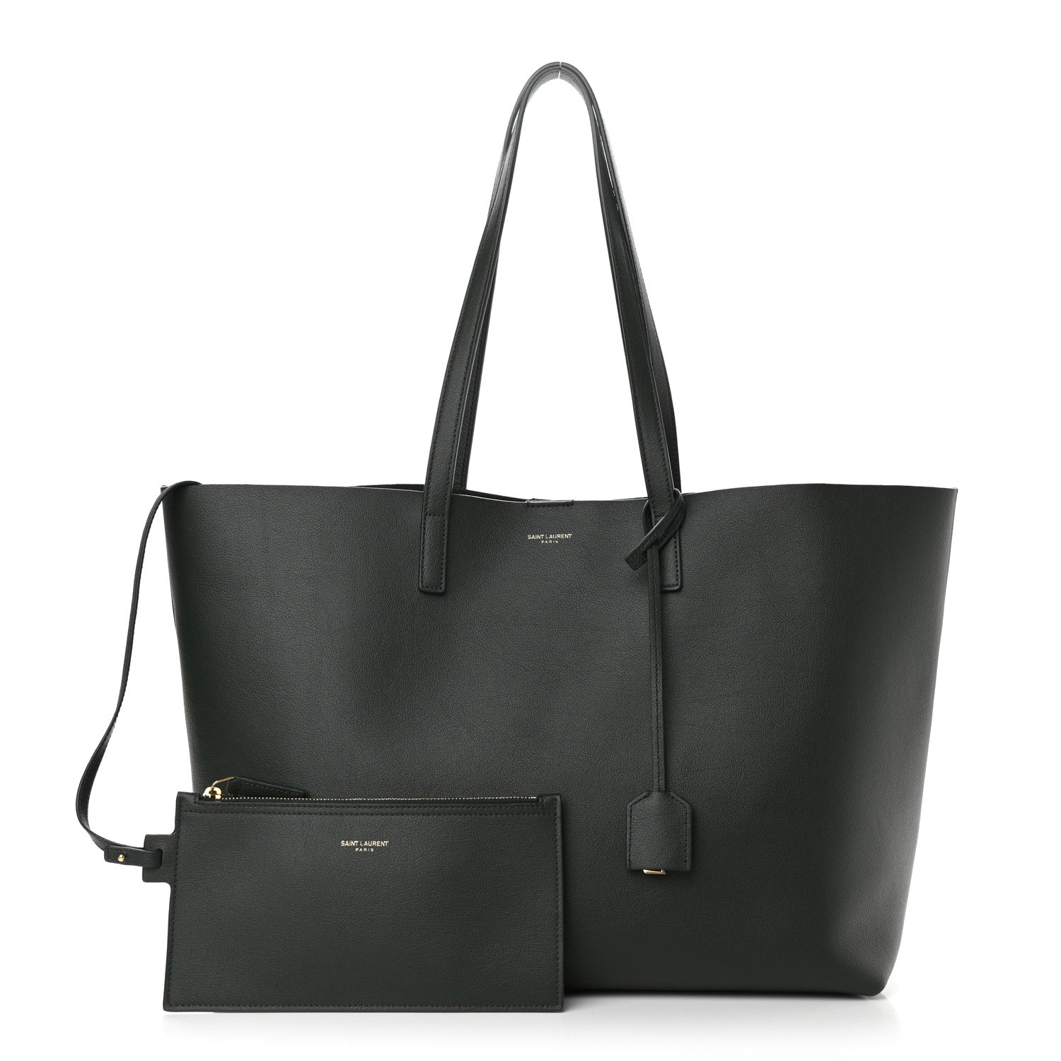 Saint Laurent Calfskin Large Shopping Tote Dark Green 1 of 10