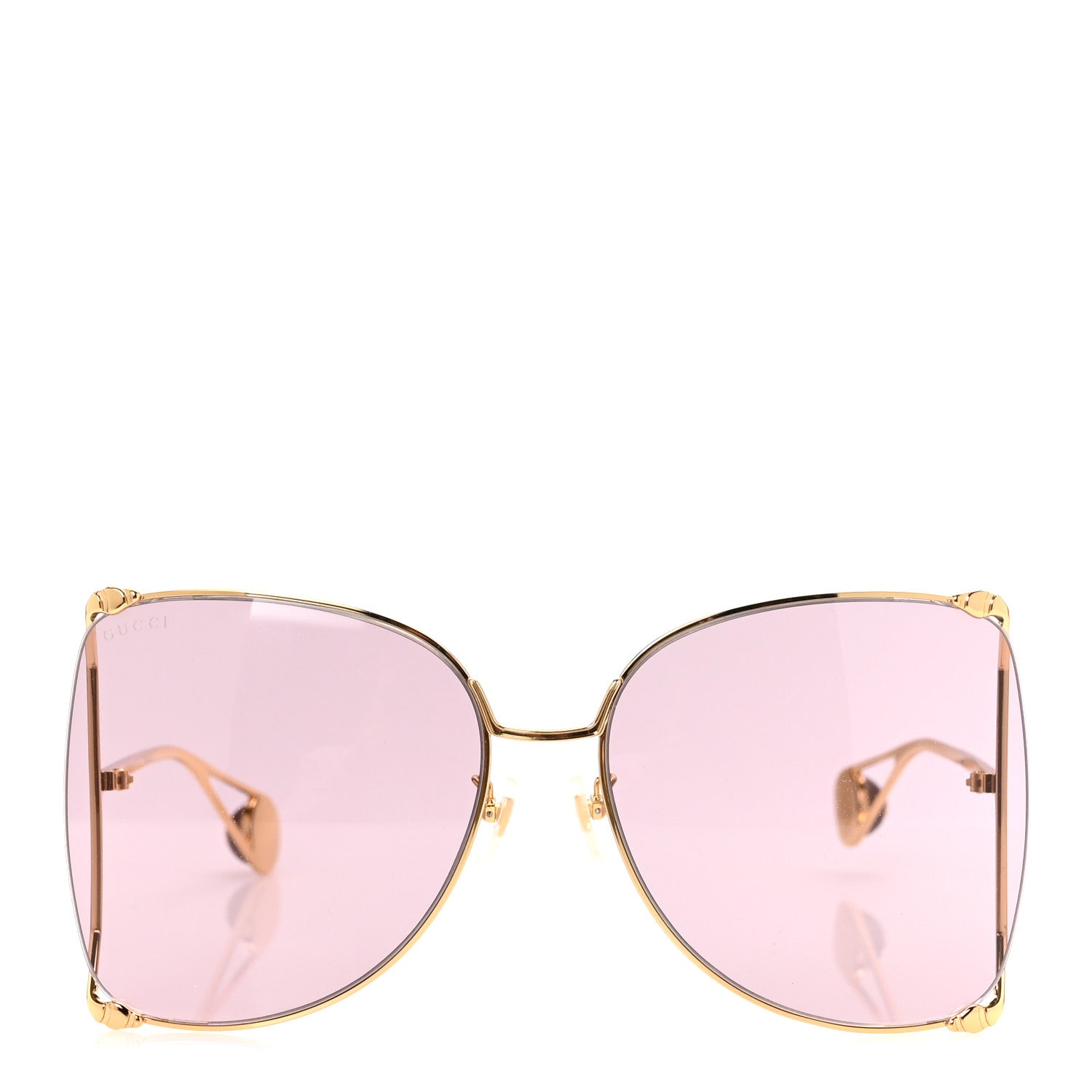 Gucci Metal Oversized Round Sunglasses GG0252S Gold Pink 3 of 16