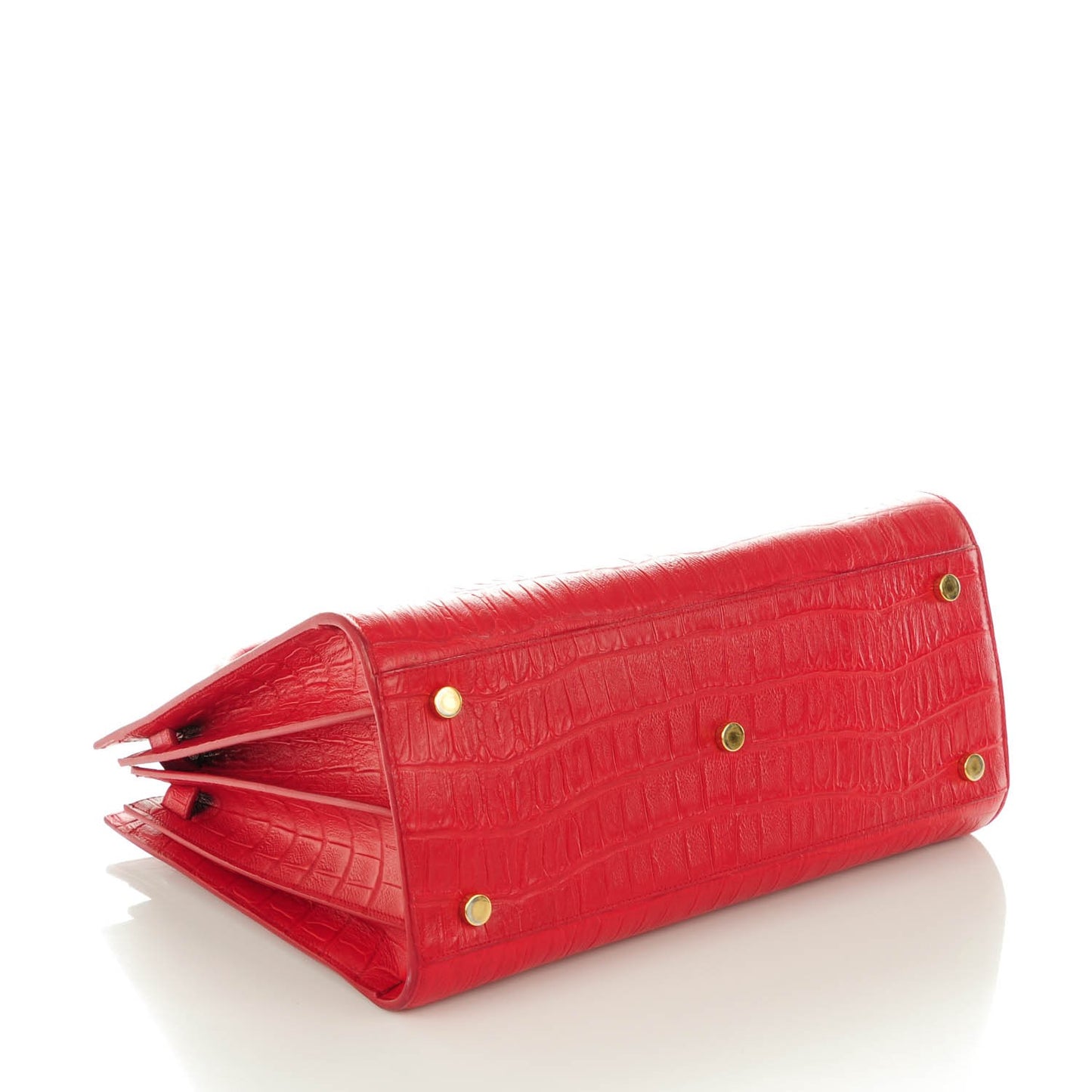 Calfskin Crocodile Embossed Small Sac De Jour Rouge
