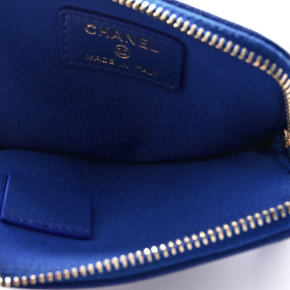 Chanel Caviar Quilted Zip Card Holder Wallet Blue 5 of 8