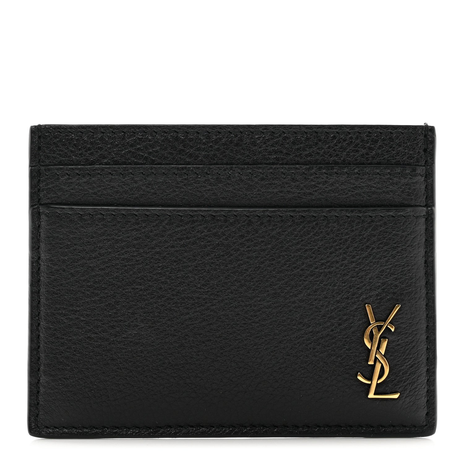 Saint Laurent Calfskin Tiny Cassandre Credit Card Case Black 1 of 7