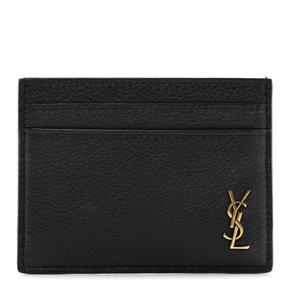 Saint Laurent Calfskin Tiny Cassandre Credit Card Case Black 1 of 7