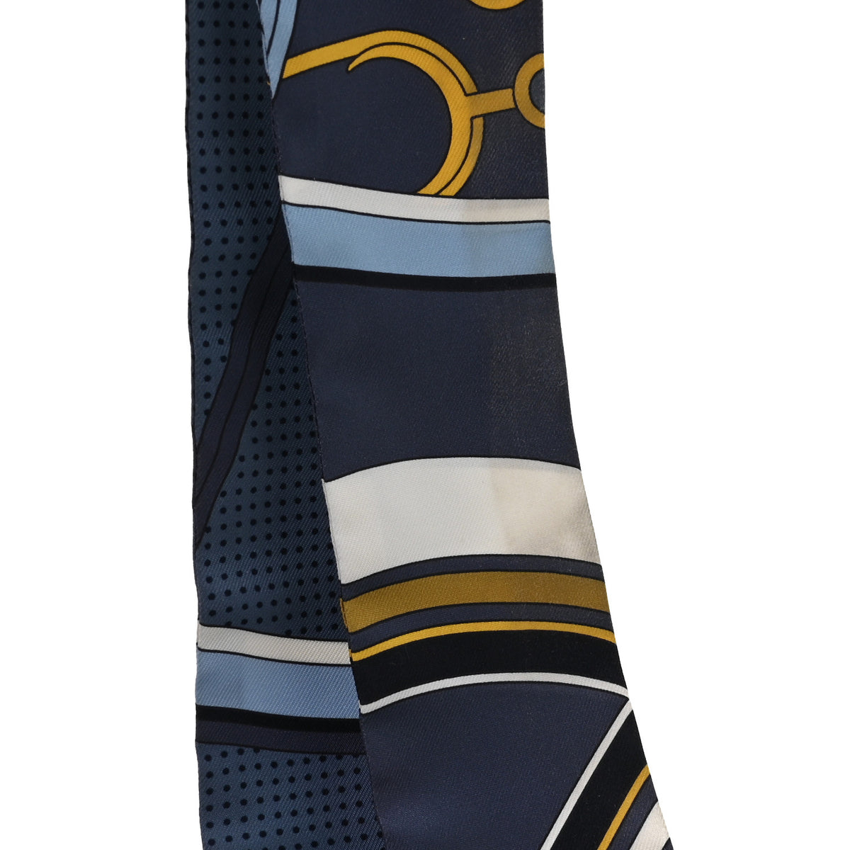 Silk Washington's Carriage Detail Twilly Gris Bleu Jean Jaune