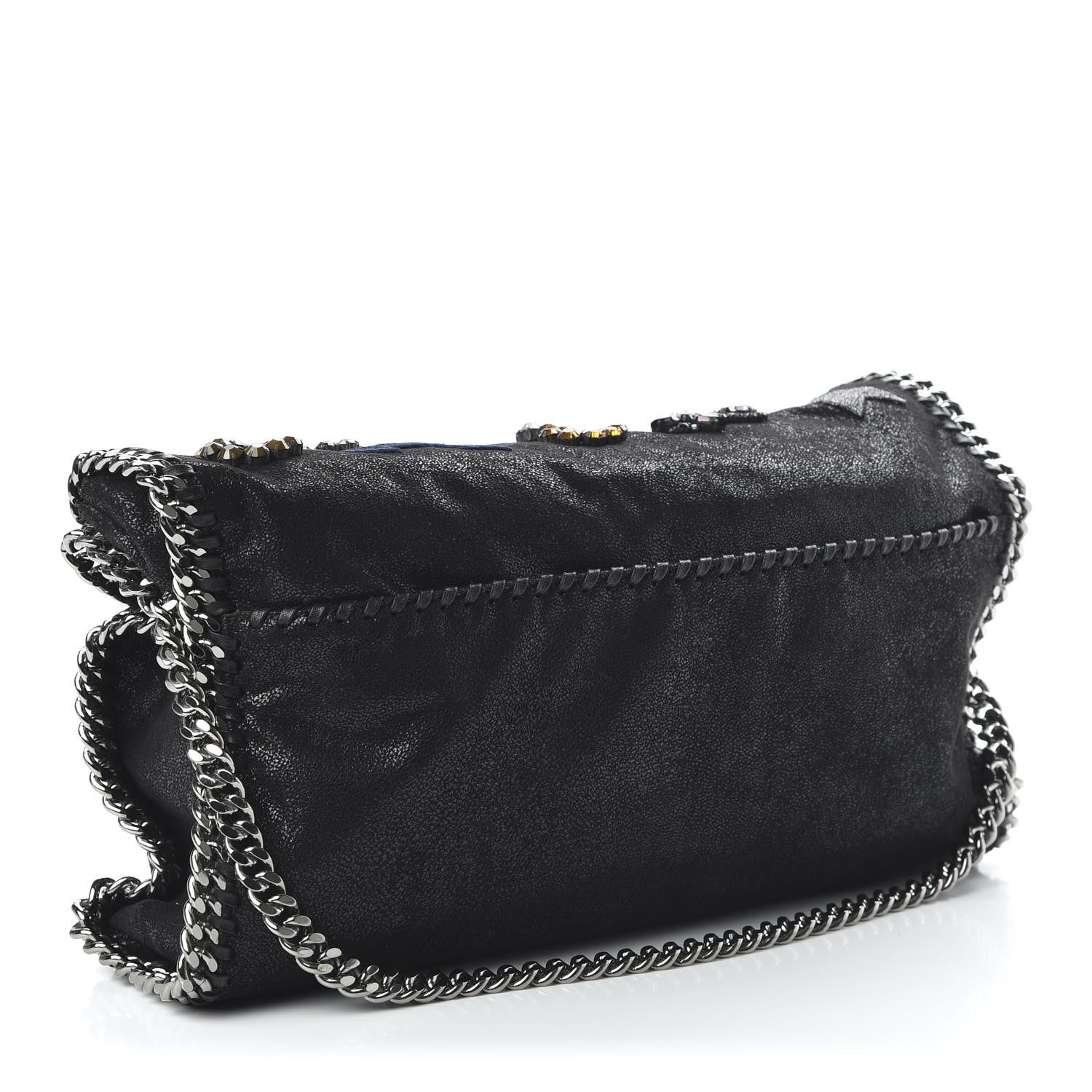 Stella McCartney Embellished Shaggy Deer Small Falabella Fold Over Tote Black 2 of 8