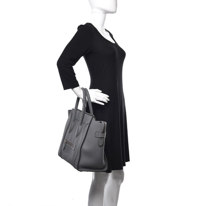Celine Drummed Calfskin Mini Luggage Kohl 2 of 9