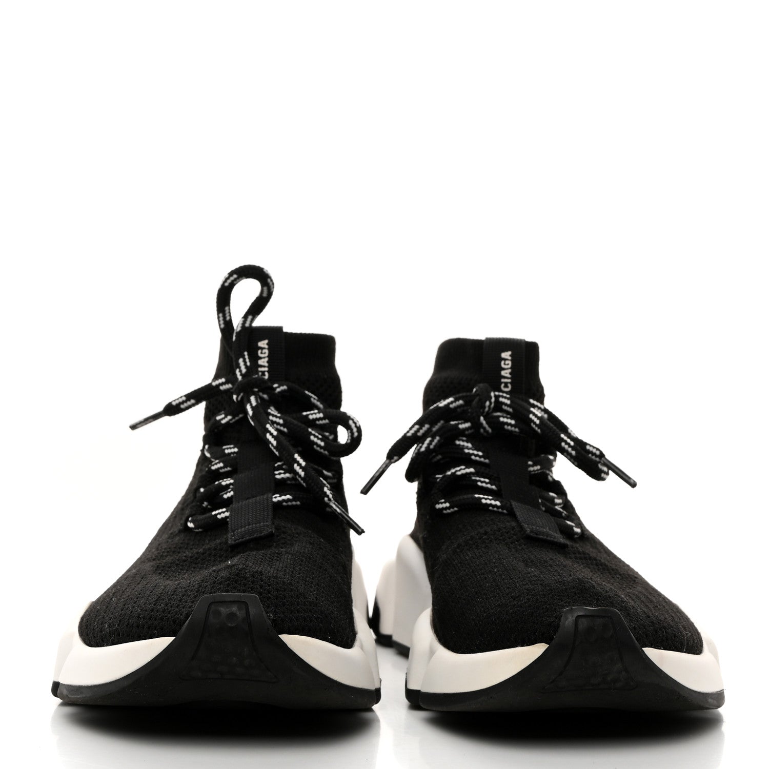 Balenciaga Knit Womens Speed Lace Up Sneakers 37 Black 2 of 7