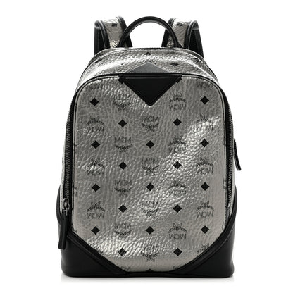 MCM Metallic Visetos Small Duke Backpack Silver 1 of 11