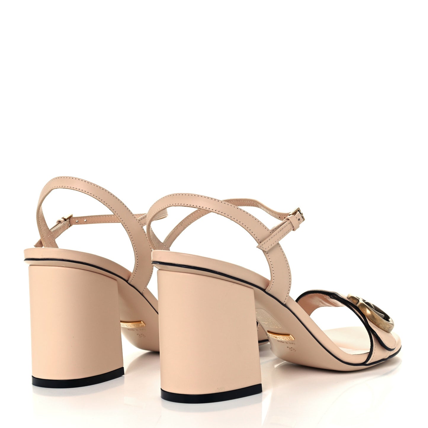 Lifford Calfskin GG Marmont Ankle Wrap 75mm Sandals 39 Skin Rose