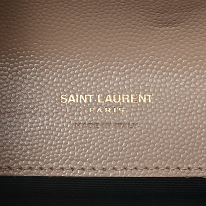 Saint Laurent Grain De Poudre Textured Mixed Matelasse Triquilt Monogram Clutch Dark Beige 7 of 7