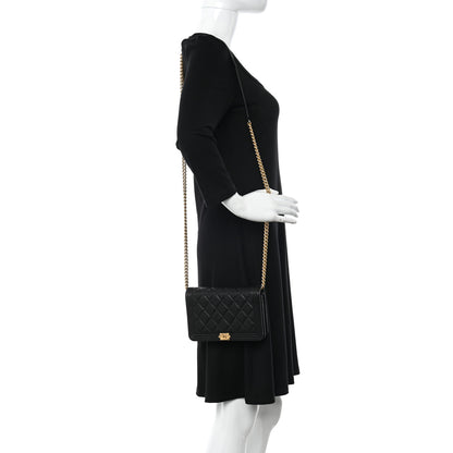 Chanel Caviar Quilted Boy Wallet On Chain WOC Black 2 of 14