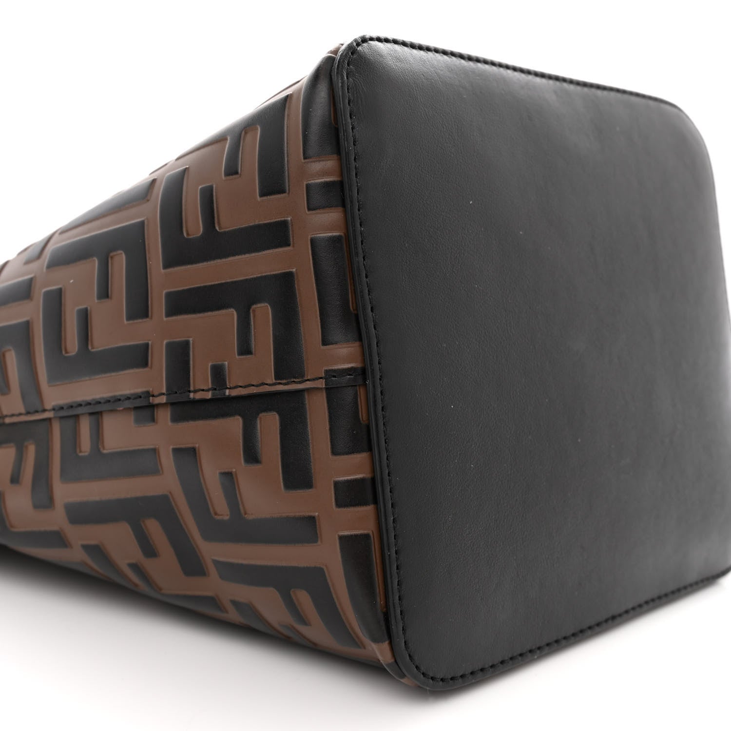 Fendi Vitello Grace F is Fendi Bi-Color FF 1974 Embossed Grande Mon Tresor Bucket Bag Maya Black Fragola 10 of 13